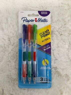 Paper Mate Clear Point #2 Pencils Color Block 3 Count 0.7mm NEW